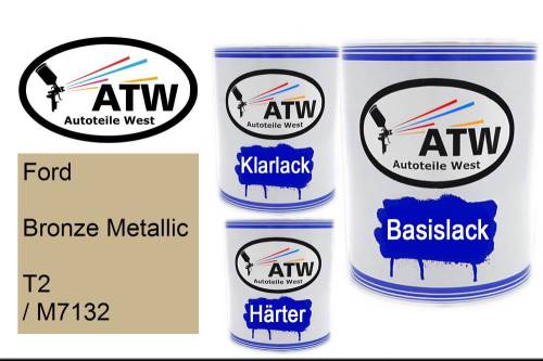 Ford, Bronze Metallic, T2 / M7132: 1L Lackdose + 1L Klarlack + 500ml Härter - Set, von ATW Autoteile West.